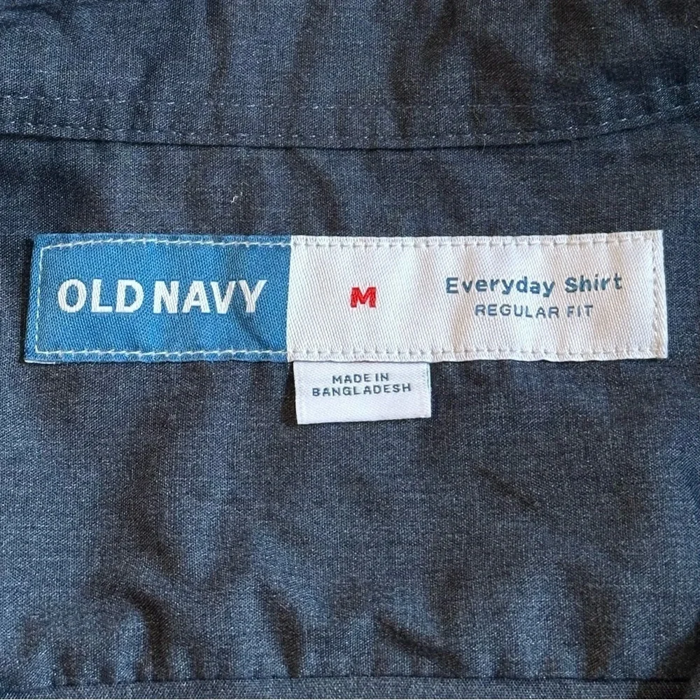 OLD NAVY Everyday Shirt Long Sleeve Regular Fit Top Button Down Navy Men's M - Picture 9 of 13